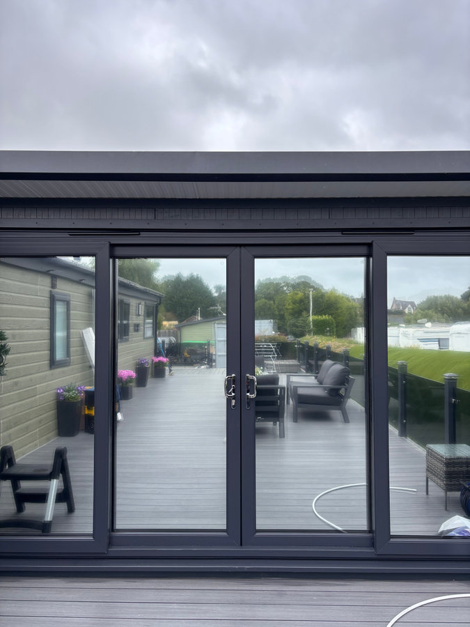 Static holiday-home glazing with privacy film from LuxTint's customer portfolio